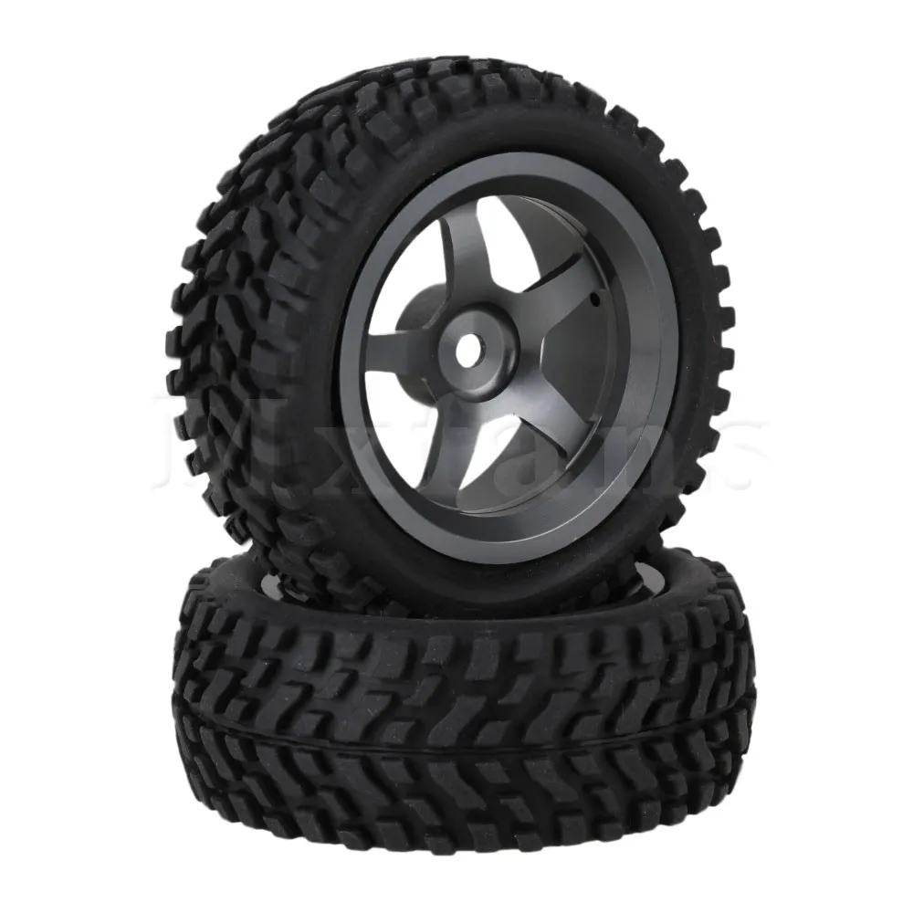 Mxfans 4 x RC1: 10 автомобильные резиновые шины для бороды с серебристо серым сплавом 5