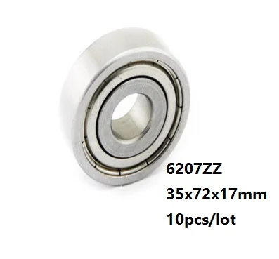 

10pcs/lot 35x72x17mm 6207ZZ 6207Z 6207 Z ZZ Bearings 35*72*17mm Double metal seal Deep Groove Ball bearing