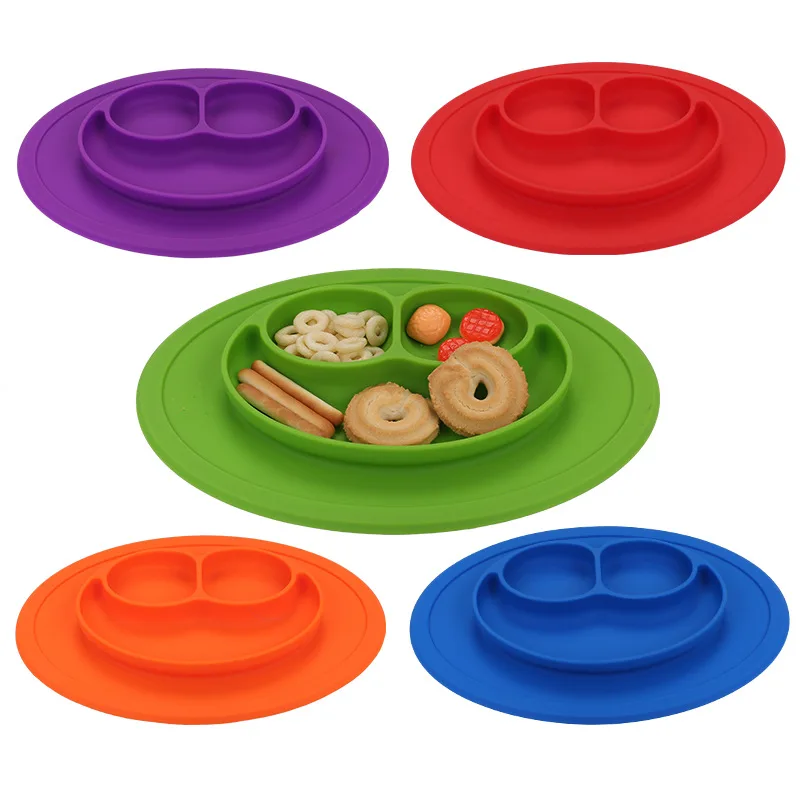 Baby Silicone Placemat Plate Utensil Set Dishes Feeding Bowl Food