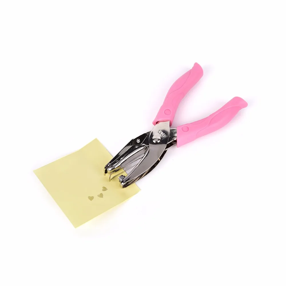 Одиночный перфоратор в форме сердца с розовым отверстием для ручки ручной 1-Hole металлическая для бумаги Punch для приветствия открытки