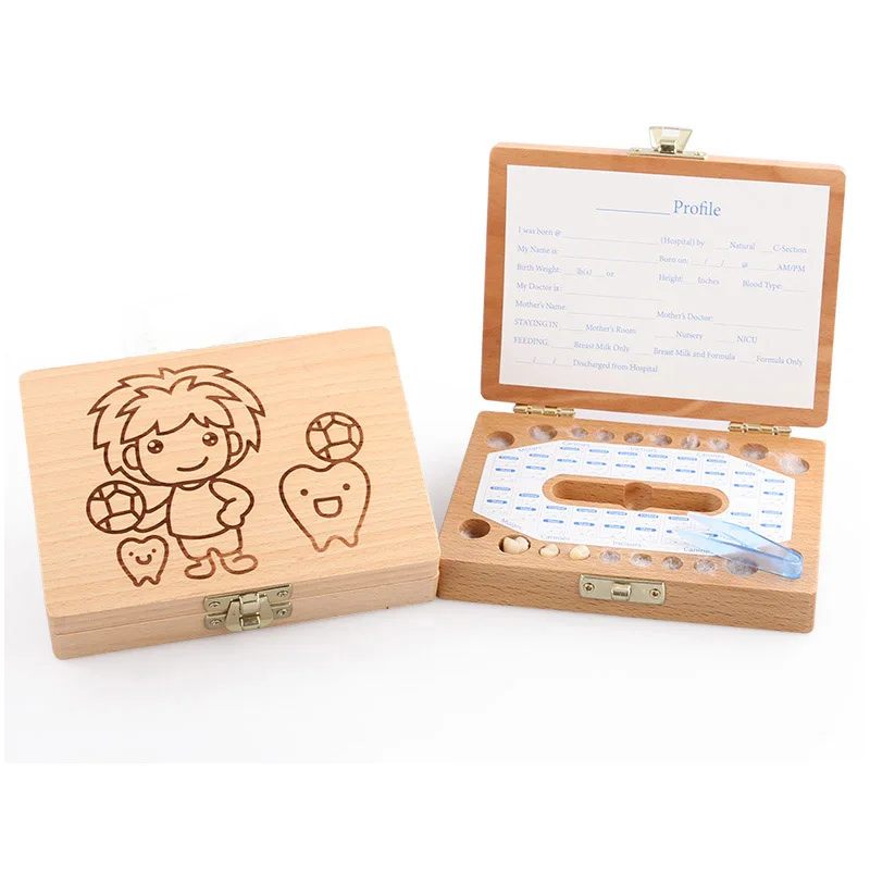 Teeth Box Organizer For Baby Save Milk Teeth Wood Storage Box Great Gifts 3 6 Years