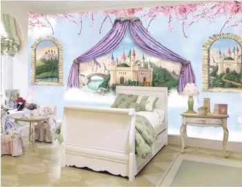 

Custom photo mural 3d wallpaper Fantasy castles children room Setting wall decor painting 3d wall murals wallpaper for walls 3 d