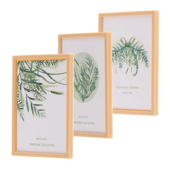 

3pcs Resin Photo Framed Walls Picture of Fresh Plant, Simple Style Dollhouse Miniature Art 1:12 Scale Accessories