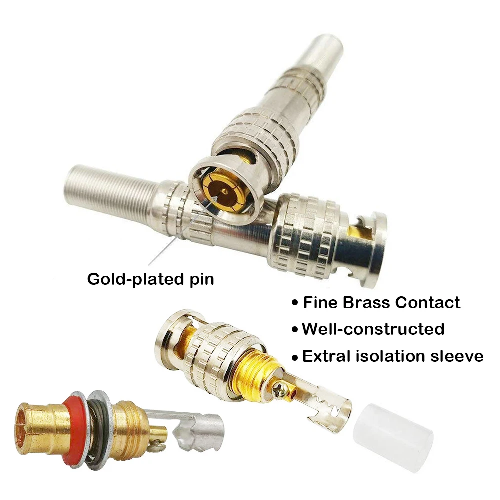 Free shipping JR-B25 male solderless BNC connector for cctv camera system CCTV Monitor Accessories
