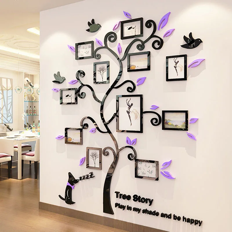 

Happiness Tree Design Acrylic Wall Stickers DIY Sticker Living Room Nursery School Coffee Salon Decorations