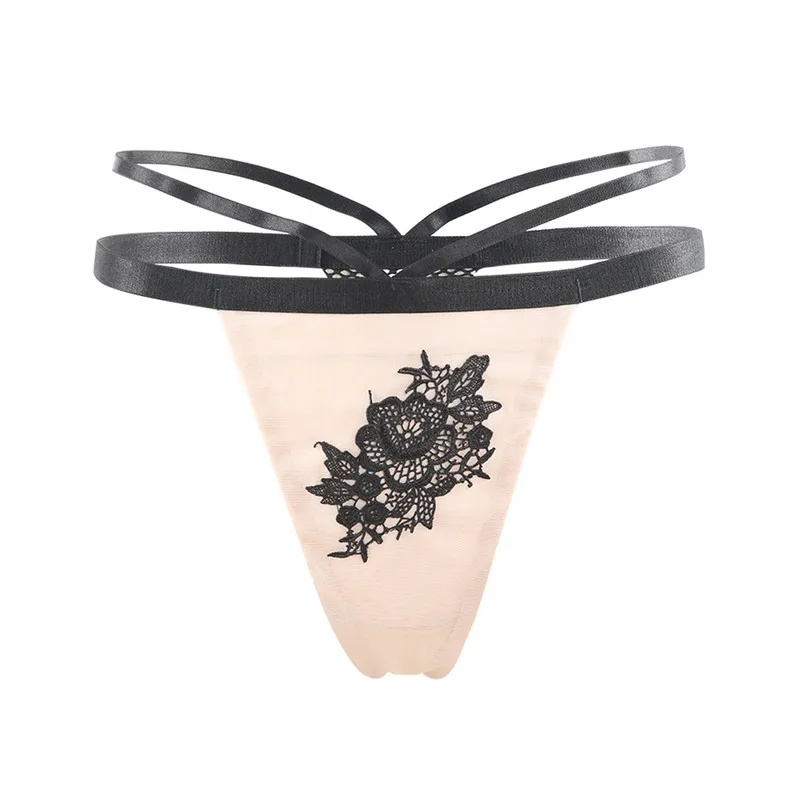 Buy Women applique floral Briefs Sexy mesh G Strings
