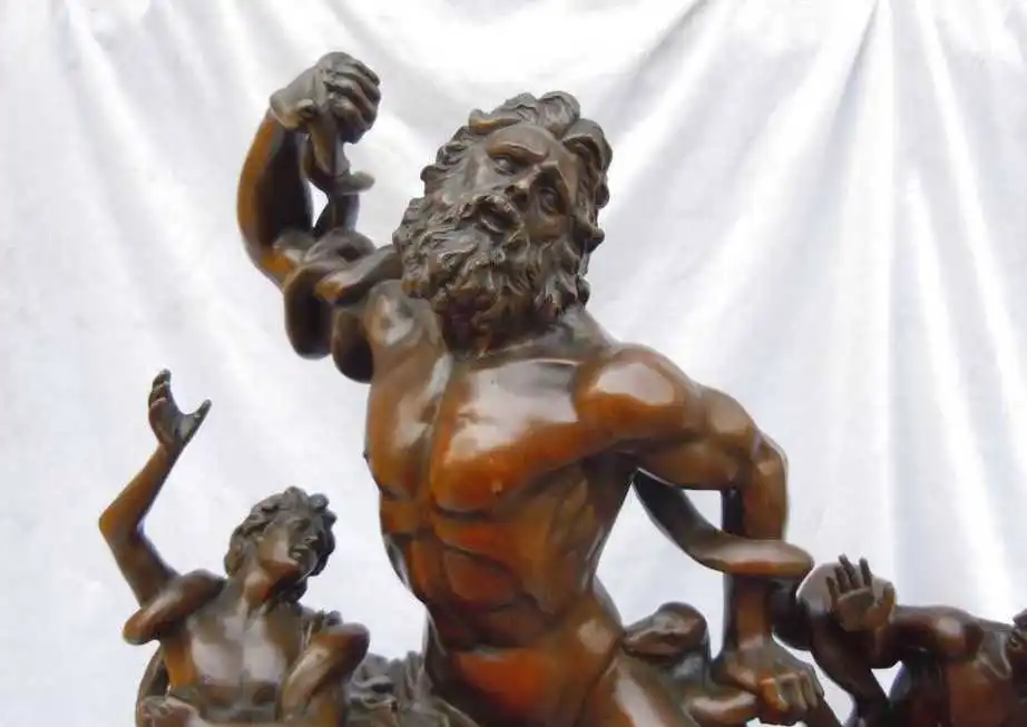 

20 Inch China bronze marble West Art carved finely Laocoon and two son statues