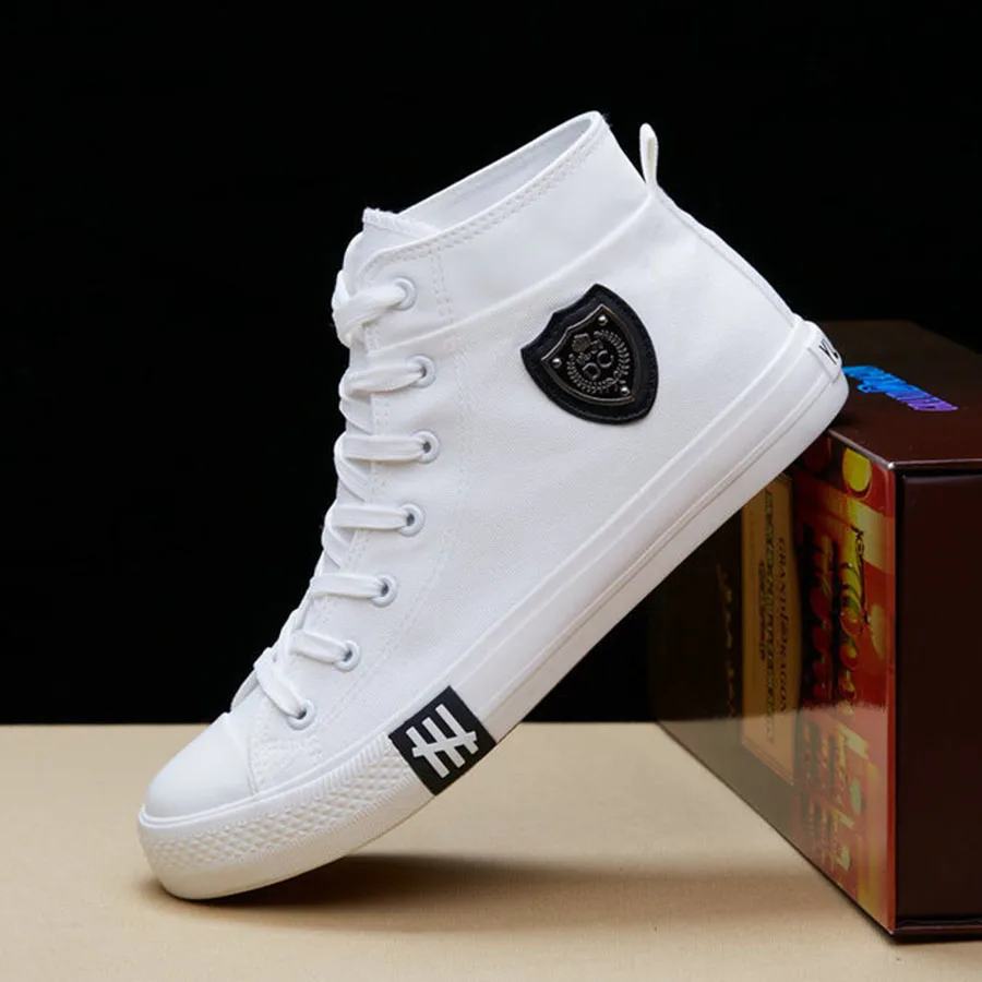 

Solid Color Cool Men's Casual Shoes Tide Canvas Shoes Korean Version Versatile Students High-top Men's Shoes Baskets Pour Hommes