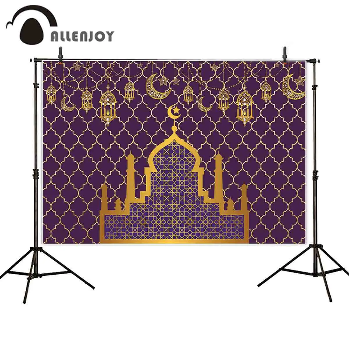 

Allenjoy photography background Eid al-Fitr damask Golden castle Ramadan backdrop photo shoot photocall photobooth prop custom