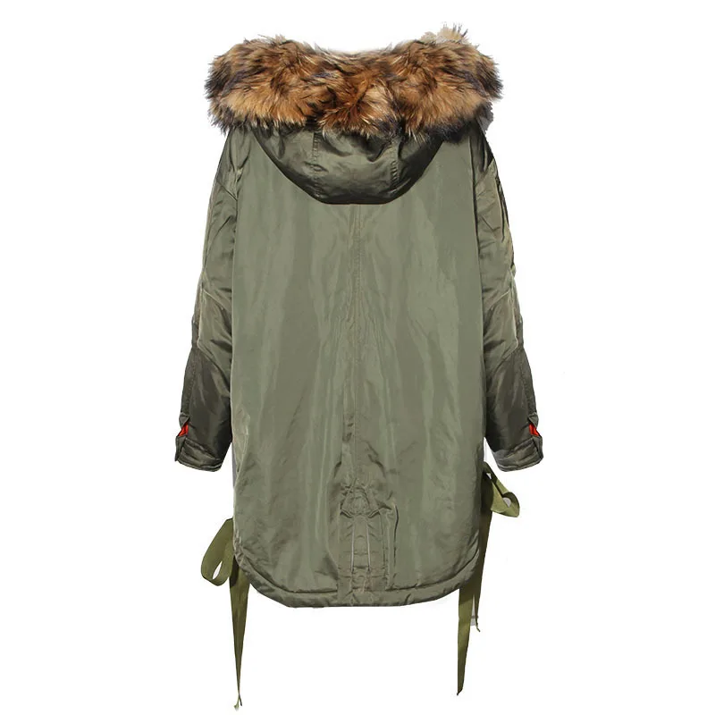 Manteau Twotwinstyle Artificielle Manches Grand Veste Army Taille Fourrure Parka Lacent Haut À D'hiver Femelle De Femmes Grande Vêtements Longues Capuchon Coréen Green EH2D9I