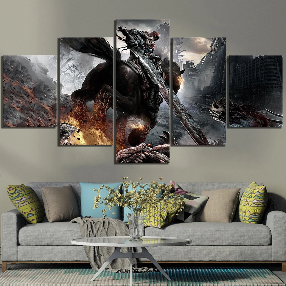 Waliicorners 5 Piece HD Picture Kinght War Darksiders Game Poster Paintings Fantasy Wall Art Decorative Paintings for Home Decor 8