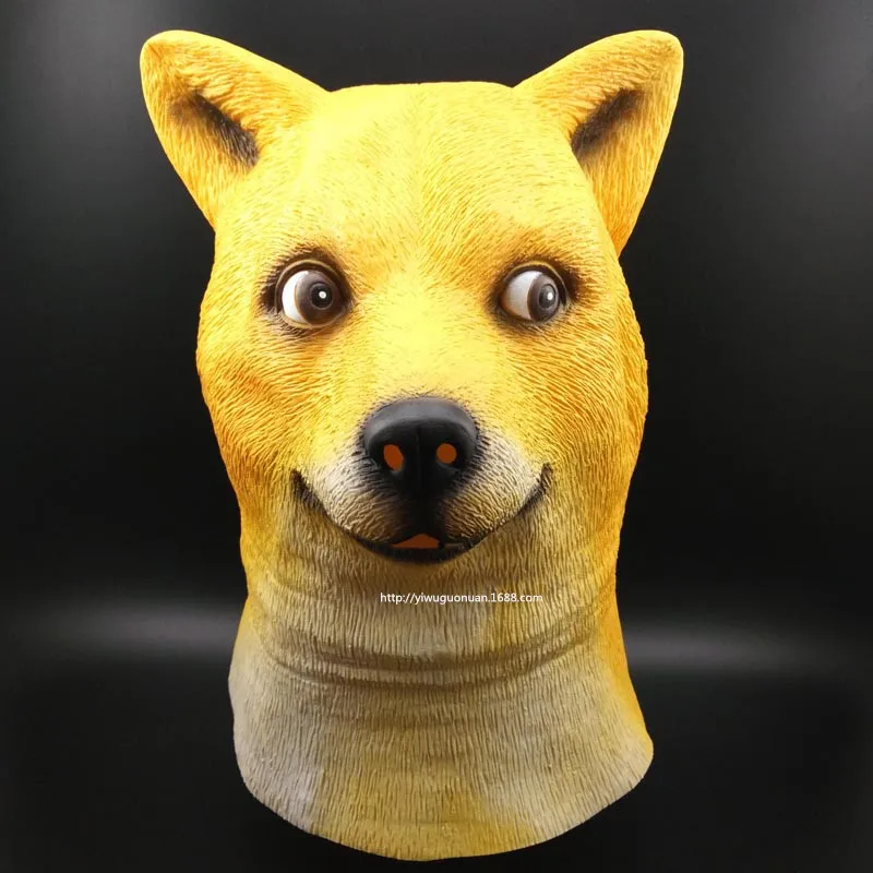 Halloween Yellow Dog Mask Cosplay Scary Party Mask Full Face Animal