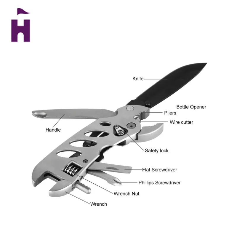 Универсальный ключ челюсти+ отвертка+ плоскогубцы+ нож набор инструментов выживания снаряжение для путешествий Разведка на открытом воздухе выживания складной нож