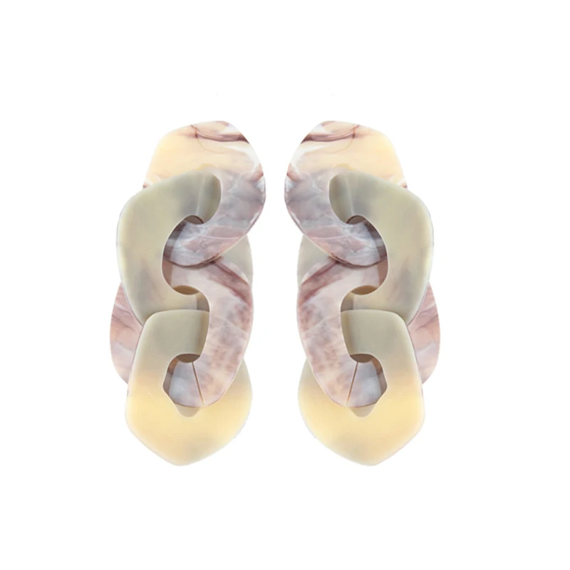 Girlgo New Za Resin Large Link Drop Earrings For Women Geometric Long Dangle Statement Earrings Fashion Party Jewelry Pendientes