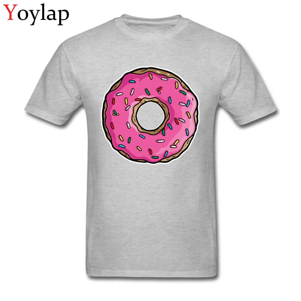 Mens Tops Shirt Cute Slim Fit T-shirts 100% Cotton Crew Neck Short Sleeve Street Donut Tee Shirts Top Quality grey