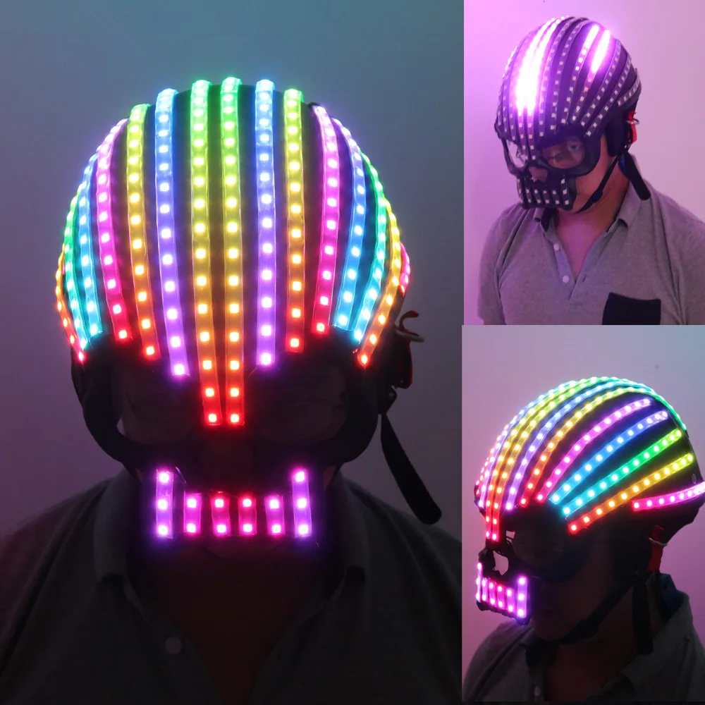 

Symphony LED full color LED Helmet Light Emitting Clothing Costumes Wireless Remote Control Robot laser dance performances