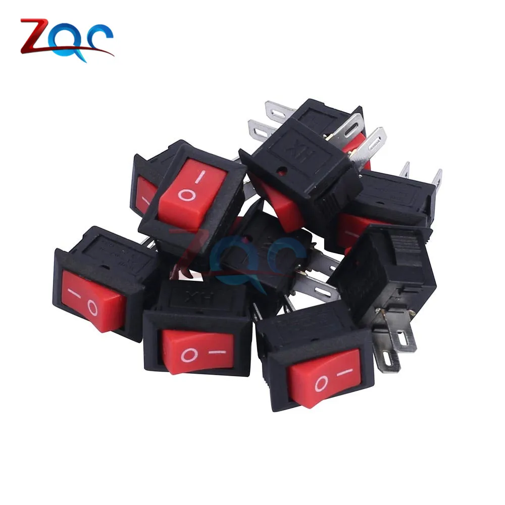 Кнопочный переключатель 10x15 мм SPST 2Pin 3A 250V KCD11 10 шт. кнопочный * 15 черный красный и