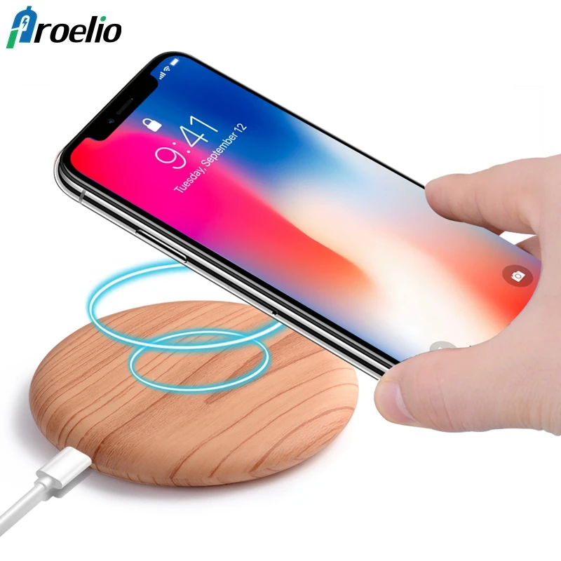 Proelio Qi Wireless Charger USB 5W Bamboo Wireless Charging Pad For