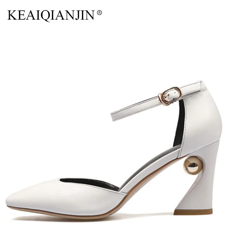 

KEAIQIANJIN Woman Genuine Leather Black Sandal Fashion Buckle Strap High Heeled Shoes Sexy Genuine Leather Gladiator Sandal 2018