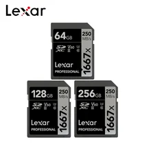 Оригинальная карта памяти Lexar 1667X V60 250 МБ/с./с, флеш-карта 64 Гб 128 ГБ 256 ГБ UHS-II U3, SD карта SDXC C10 для 3D 4K HD видео