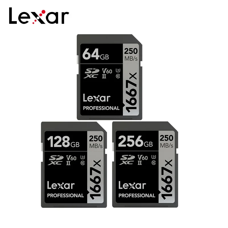 Оригинальный Lexar карты памяти 1667X V60 250 МБ/с. флэш-карты 64 GB 128 GB 256 GB UHS-II U3 sd-карта SDXC C10 для 3D 4 K видео высокой четкости