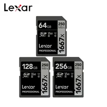 Cartão de memória original de lexar 1667x v60 250 mb/s cartão flash 64gb 128gb 256gb UHS-II u3 sd sdxc c10 para vídeo 3d 4k hd