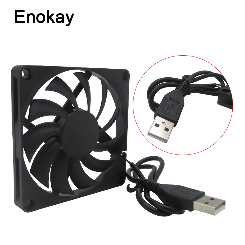 Вентилятор охлаждения Enokay 5 В USB 80 мм 80x80x10 80*80*15 8 см соединитель постоянного тока|dc