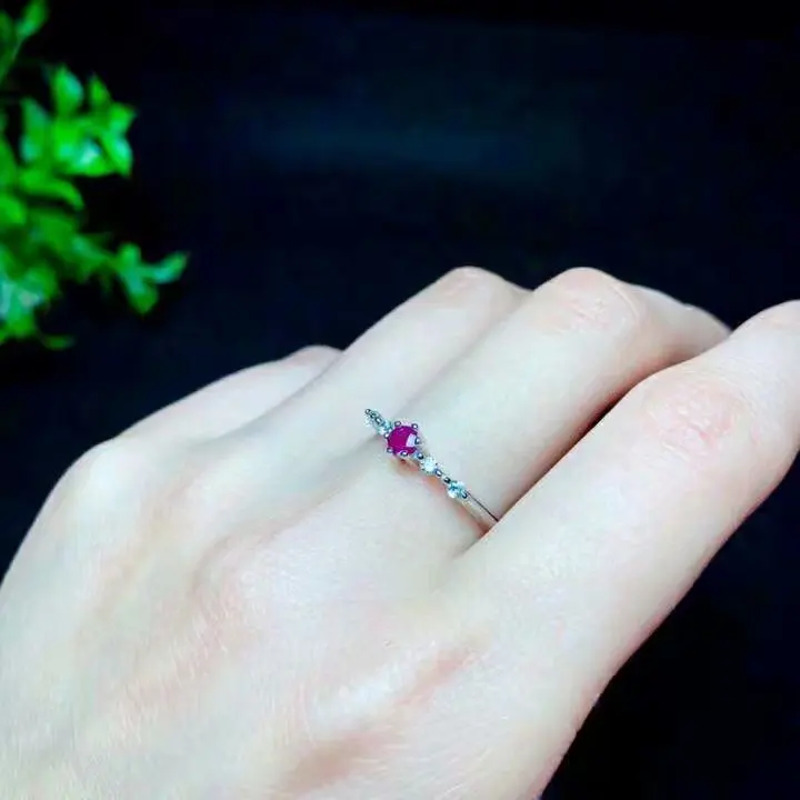 shilovem 925 sterling silver Natural red RUBY Ring fine Jewelry women trendy ETHNIC WEDDING open 3*3mm qj030301agh