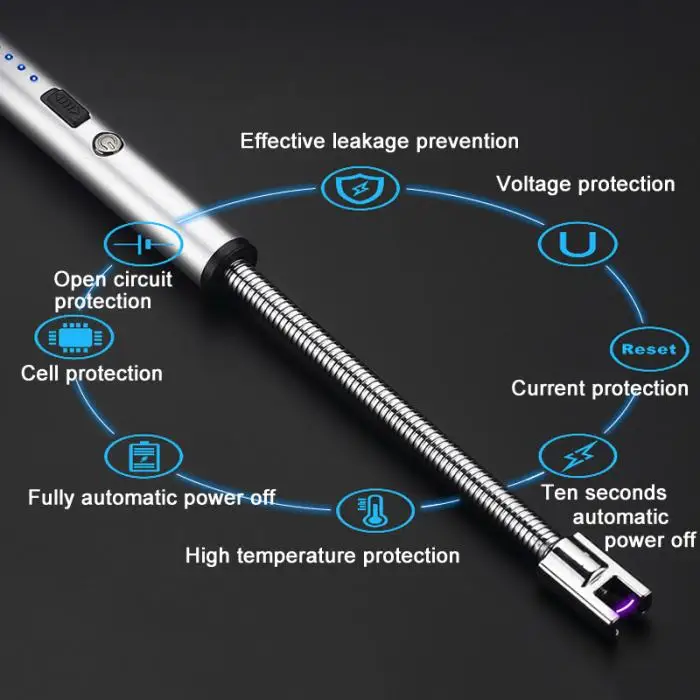 Роман 1 шт. электрическая зажигалка с подключением к USB 360 градусов вращения перезаряжаемые Беспламенное ветрозащитное цинковый сплав