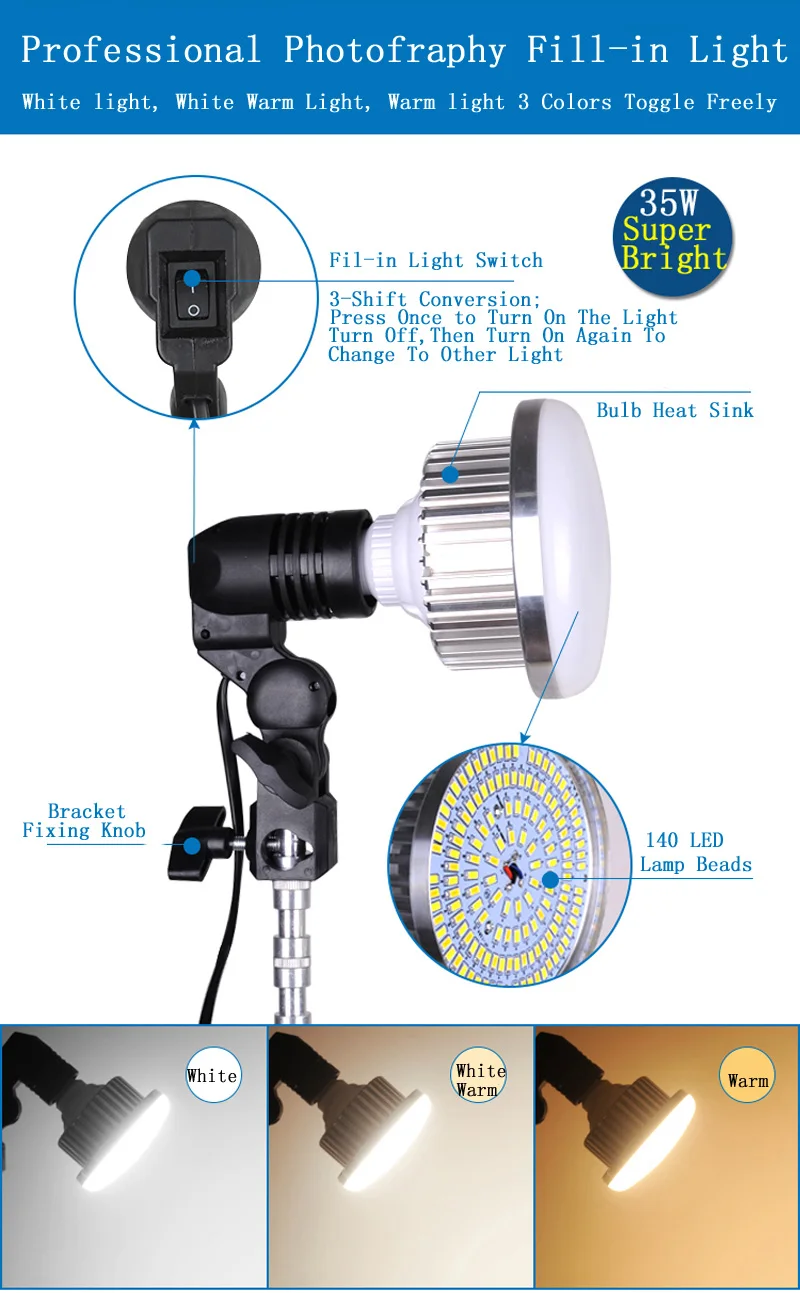 Настольный фотографии 35 Вт супер яркий светодиодный светильник с Boom Arm кронштейн Стенд для фото и видео съемки заполнить светильник