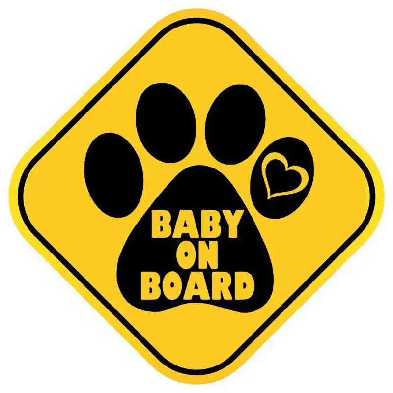 FUR BABY ON BOARD!! Paw shaped vinyl decal with Fur baby text in middle
