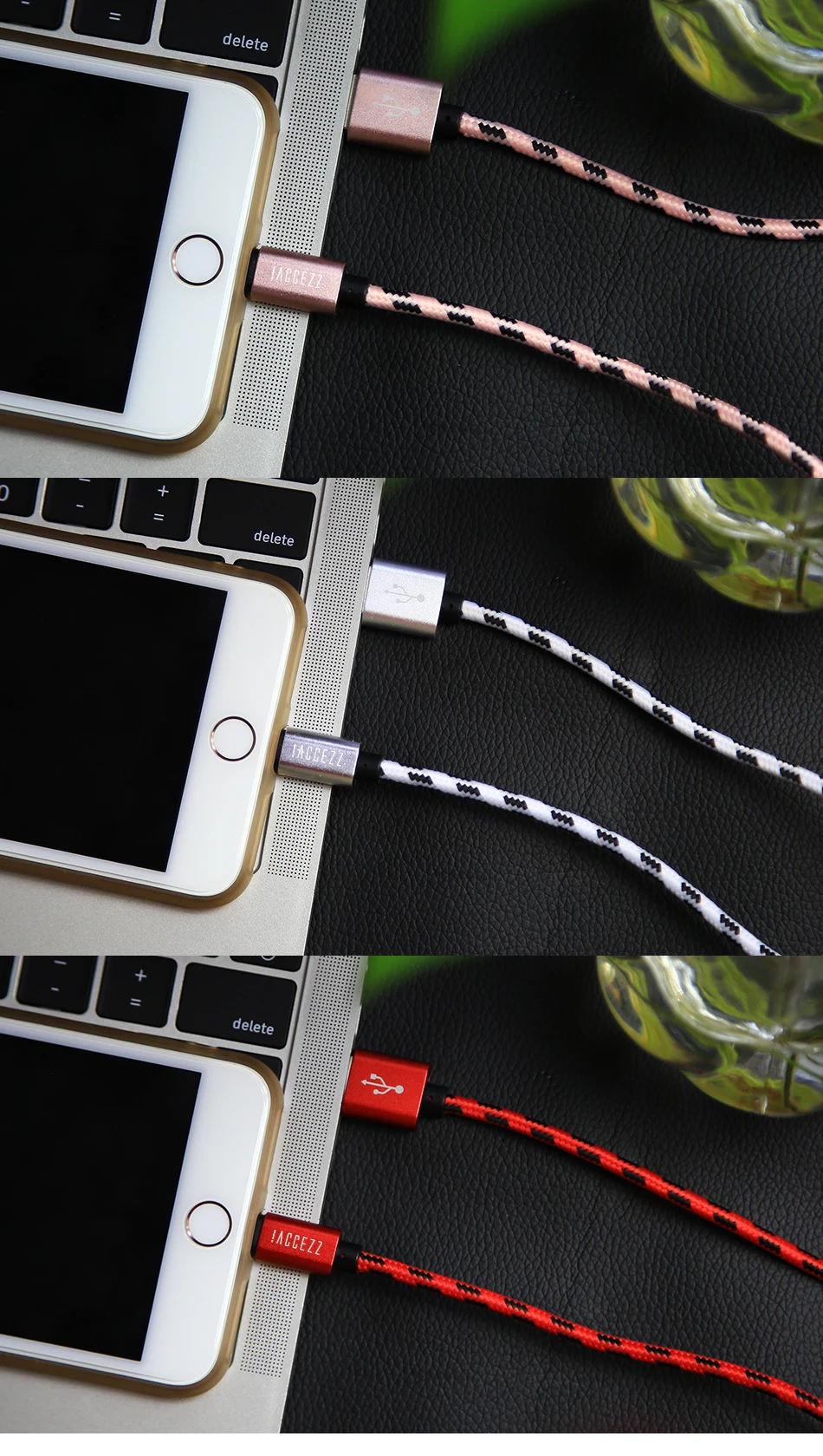!ACCEZZ 2.4A USB Cable For iphone X XS MAX XR Support Data Transmission Phone Nylon Charging Cord 1M For iphone 8 7 6 5 Plus SE (12)