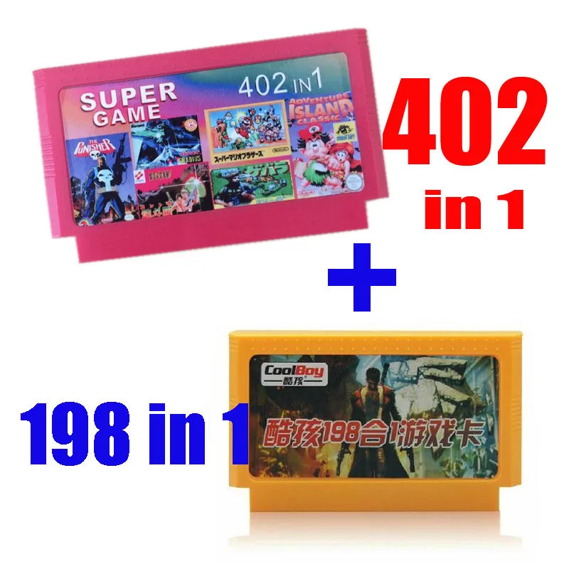 Brand new 8bit game card hot cartridge classical carts - 402 in1 + 198 in 1 Pair | Электроника