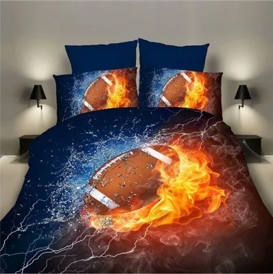 

New Fashion Creative Style Home Textile Print Basketball Football Pattern Bedding Set Europe And America King Size 3 Pcs Bedding