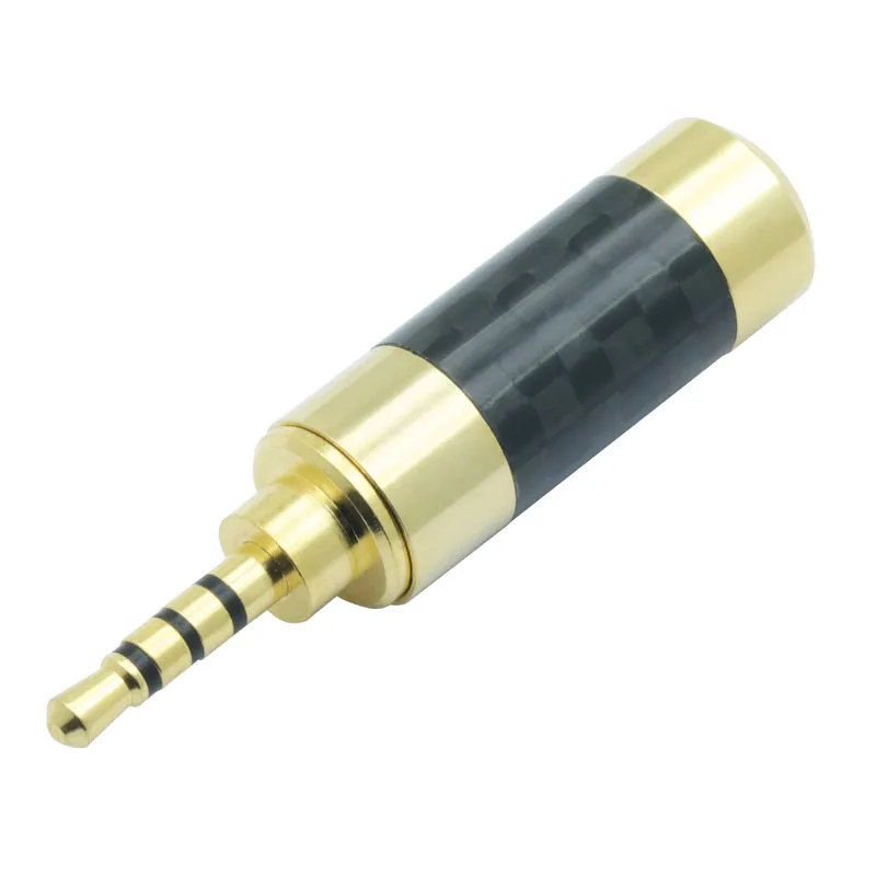 Позолоченный аудиокабель провод разъем Jack 2,5 мм 4-полюсный стерео штекер углеродного волокна адаптер припоя Разъем подходит для кабеля 6 мм