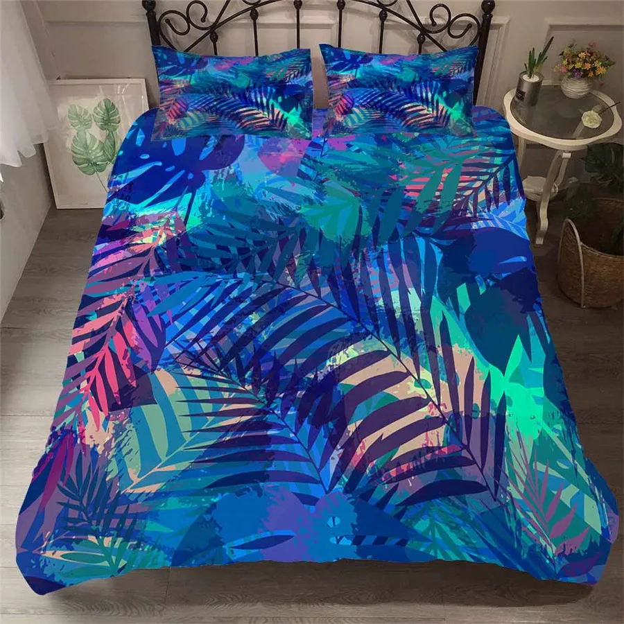 

A Bedding Set 3D Printed Duvet Cover Bed Set Tropical Green Plant Home Textiles for Adults Bedclothes with Pillowcase #RDZW06