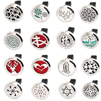 

More Than 22 styles 30mm Diffuser 316 Stainless Steel Car Aroma Locket Essential Oil Car Diffuser Locket Free 50Pcs Felt Pads