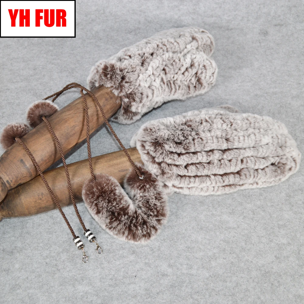 

Hot Sale Unisex Winter Real Fur Gloves Elastic Knit Men And Women Real Rex Rabbit Fur Gloves Outdoor Real Rex Rabbit Fur Mittens