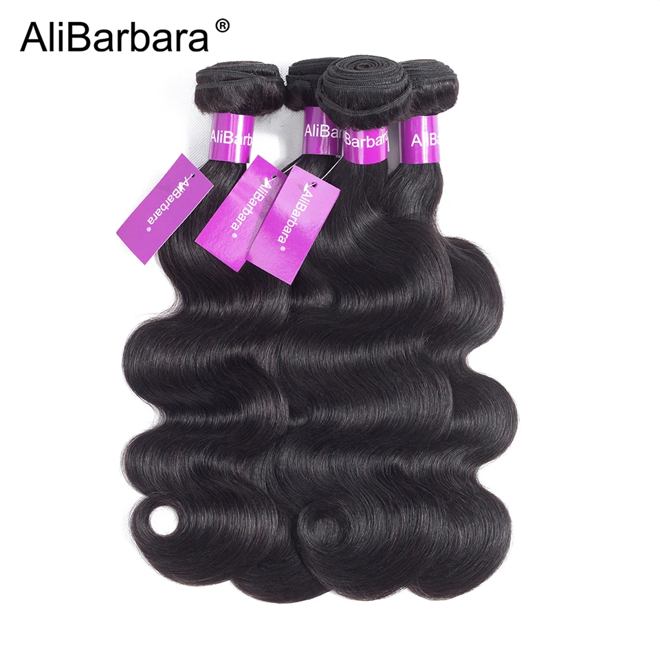 Alibara Remy человеческие волосы пучки с закрытием перуанская волна тела Кружева Фронтальная 3 пучка прядка для наращивания волос натуральный colr