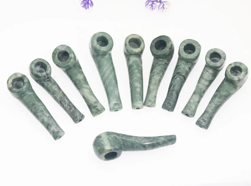 

hand carved white green stone jade bent art bowl tobacco pipe bowl filter free shipping send random 1pc Z33