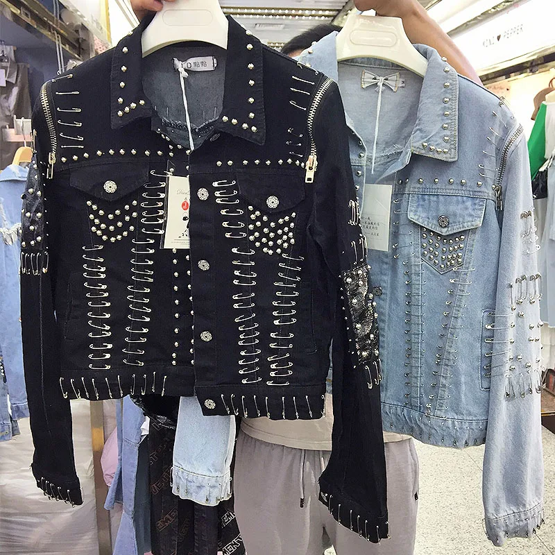 2019 New Spring Autumn Women's Rivet Jacket Female Retro