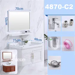 4870C-2 маленькое пространство алюминиевый простой керамический промывочный стол ванная комната шкаф с зеркалом Мини Настенный бассейн шкаф