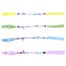 font b Baby b font Pacifier Clips Nipples Cute Letter and Beads Chain Holder Strap