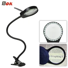 LED Magnifier Light 5W Magnifier 3X 10X Large Lens Magnifying light For Reading Embroidering Inspection Clip