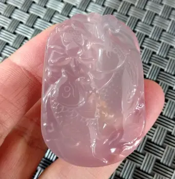 

Exquisite Pink Chalcedony Hand Carved Fish Amulet Pendant Talisman Agate Cyprinoid Necklace Lucky Nice