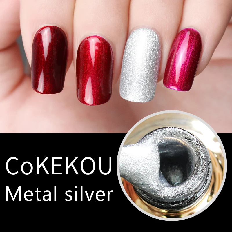 CoKEKOU, 12 мл, зеркальный титановый красный гель для ногтей, УФ-и светодиодный, долговечный, винный, красный, темно-розовый, зеркальный, 14 мл, металлический, серебристый, лак для ногтей