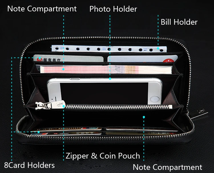 WILLAIMPOLO, длинный мужской кошелек из натуральной кожи, на молнии, клатч, сумочка, кошелек, держатель для карт, сотовый телефон, модный бизнес, дизайн, подарок