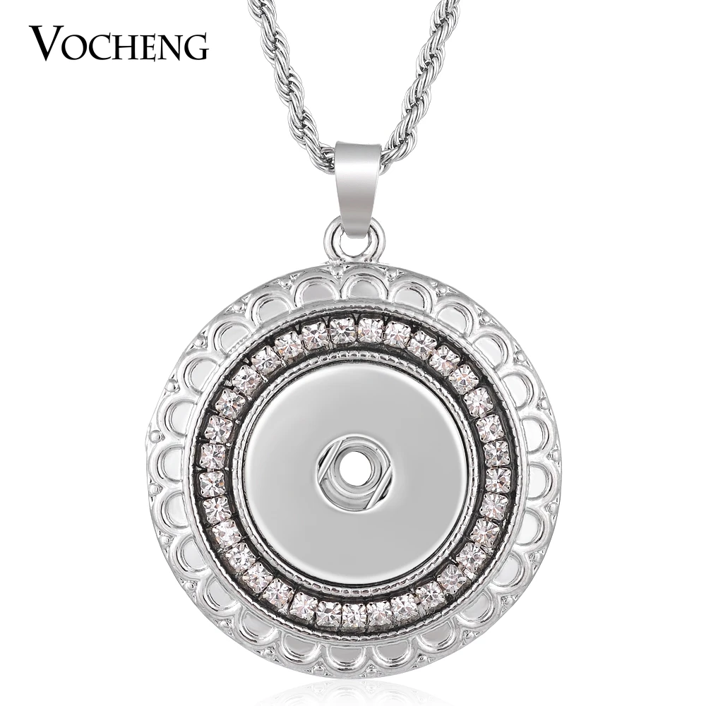 

10pcs/lot 18mm Vocheng Interchangeable Jewelry Stainless Steel Chain Round Snap Button Pendant Necklace NN-507*10 Free Shipping