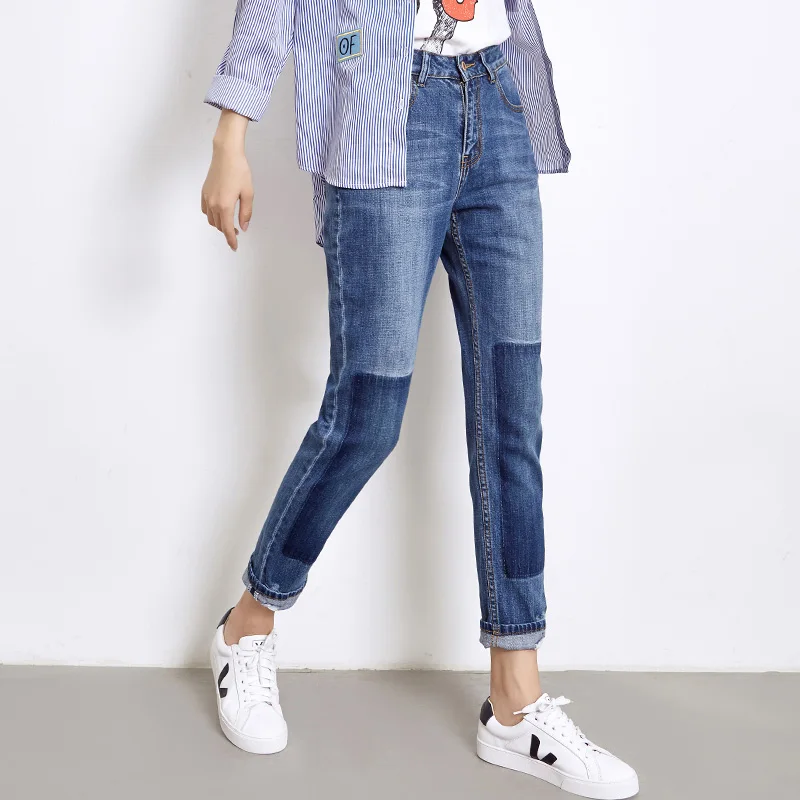 Женские джинсы LEIJIJEANS свободные прямые с эффектом отбеливания со средней талией