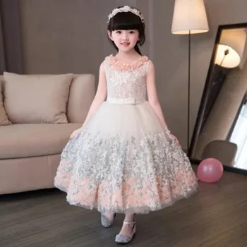 

Drop Ship Girl Dress 2019 New Summer Spring Children's Dress Girl Wedding Bridesmaid Flower Children's Performance Lace Dress
